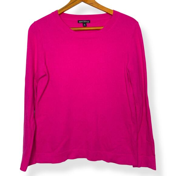 J Crew Mercantile women's hot pink wool blend crew neck sweater Medium - Picture 2 of 9